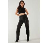 Pink Vanilla Plisse Flared Trousers - M - Black