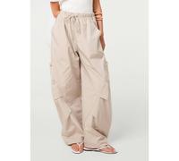 Pink Vanilla Pocket Detail Wide Leg Cargo Trousers - S-M - Stone