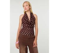 Pink Vanilla Polka Dot Cowl Neck Top - One Size - Brown