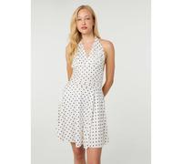 Pink Vanilla Polka Dot Slinky Halter Neck Dress - S - Ivory