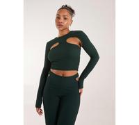 Pink Vanilla Popcorn Scoop Racer Long Sleeve Top - S - Dark Green