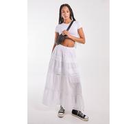 Pink Vanilla Prairie Tiered Maxi Skirt In White White M