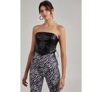 Pink Vanilla Premium Leather Look Corset In Black Black 6