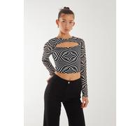 Pink Vanilla Printed Letterbox Flock Top In Black Black M