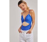 Pink Vanilla Printed Ring Detail Cut Out Bodysuit In Blue Blue 6