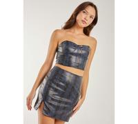 Pink Vanilla PU Snake Print Bandeau Top - UK 10 - Dark Blue