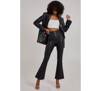 Pink Vanilla Pu Wide Leg Trousers In Black Black M