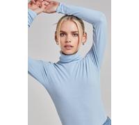 Pink Vanilla Ribbed Roll Neck Bodysuit In Blue Blue S
