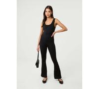 Pink Vanilla Ruched Bum Openback Unitard - Black - M-L