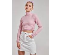 Pink Vanilla Ruched Crop Ribbed Top Pink M