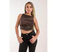 Pink Vanilla Ruched Racer Top - L - Brown