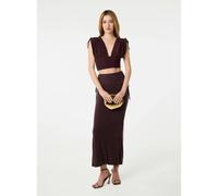 Pink Vanilla Ruched Shoulder Crop Top - M - Brown