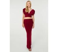 Pink Vanilla Ruched Side Maxi Skirt - Wine - M