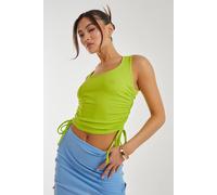 Pink Vanilla Ruched Side Square Neck Top In Lime Lime M