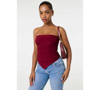 Pink Vanilla Ruched Slinky Bandeau Top - L - Wine
