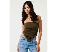 Pink Vanilla Ruched Slinky Bandeau Top - S - Khaki