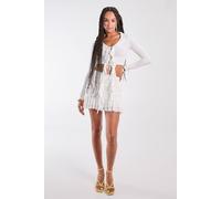 Pink Vanilla Ruffle Slinky Mini Skirt In Ivory Ivory L