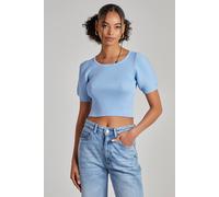 Pink Vanilla Scoop Neck Knit Top In Blue Blue L