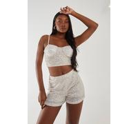 Pink Vanilla Sequin Bustier Top In Beige Beige S