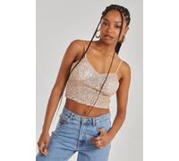 Pink Vanilla Sequin Bustier Top In Gold Gold M