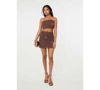 Pink Vanilla Sequin Embroidered Mini Skirt - Brown - S