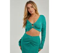 Pink Vanilla Shimmer Ruched Ring Detail Top - L - Green