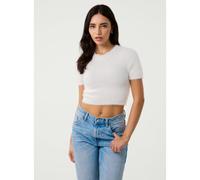 Pink Vanilla Short Sleeve Fluffy Knit Jumper - S-M - Ivory