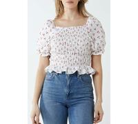 Pink Vanilla Short Sleeve Ruched Cherry Top - M - White