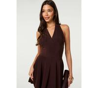 Pink Vanilla Slinky Halter Neck Dress - S - Brown