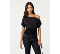 Pink Vanilla Slinky Puffball Top With Lace - S - Black