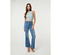 Pink Vanilla Slinky Ruched Side Racer Crop Top - M - Sage
