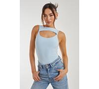 Pink Vanilla Slinky Sleeveless Letterbox Bodysuit In Light Blue Light Blue 8