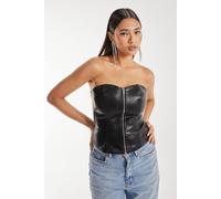 Pink Vanilla Snake Pu Lace Up Corset Top In Black Black 6