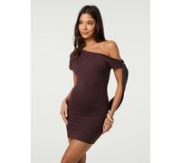 Pink Vanilla Soft Cotton Asymmetric Tie Sleeve Dress - L - Brown