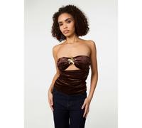 Pink Vanilla Soft Shimmer Velvet Texture Bra Cup Top - M-L - Brown