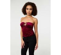 Pink Vanilla Soft Shimmer Velvet Texture Bra Cup Top - M-L - Wine