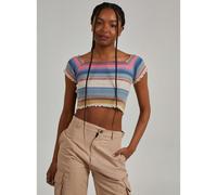 Pink Vanilla Space Dye Lettuce Hem Square Neck Crop Top - M - Multicoloured