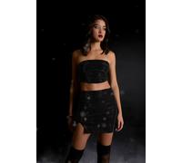 Pink Vanilla Split Front Diamante Mini Skirt In Black Black 8