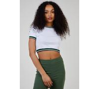 Pink Vanilla Sports Stripe Cropped T-Shirt In White White L