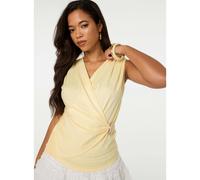 Pink Vanilla Stone Buckle Cross Over Slinky Top - S-M - Light Yellow