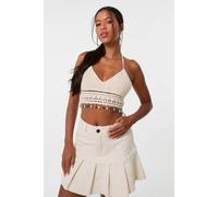 Pink Vanilla Stone Crochet Bralette With Shell Detail Stone One Size