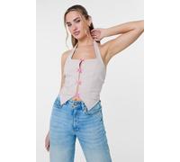 Pink Vanilla Stone Halter Neck Top With Bows Stone L