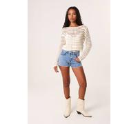 Pink Vanilla Stone Long Sleeve Crochet Top Stone L