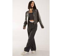 Pink Vanilla Stone Wash Motor Jacket In Black Black L