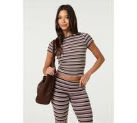 Pink Vanilla Stripe Crew Neck Baby T-Shirt - L - Ivory