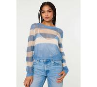 Pink Vanilla Stripe Crochet Jumper - S-M - Light Blue