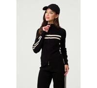 Pink Vanilla Stripe Front Zip Up Sweatshirt - M-L - Black