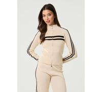 Pink Vanilla Stripe Front Zip Up Sweatshirt - S-M - Stone