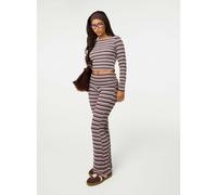 Pink Vanilla Stripe Turnover Trousers - S - Ivory