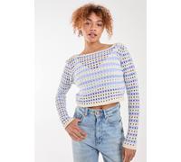 Pink Vanilla Striped Crochet Jumper In Light Blue Light Blue M